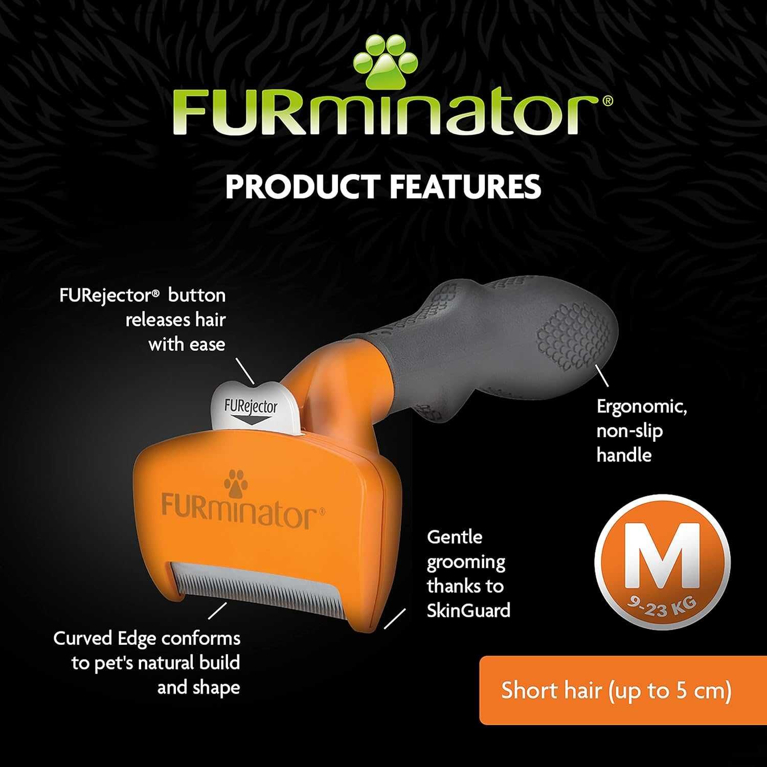 FURminator r. M dla psów średnich sierść krótka ZGRZEBŁO Szczotka h081