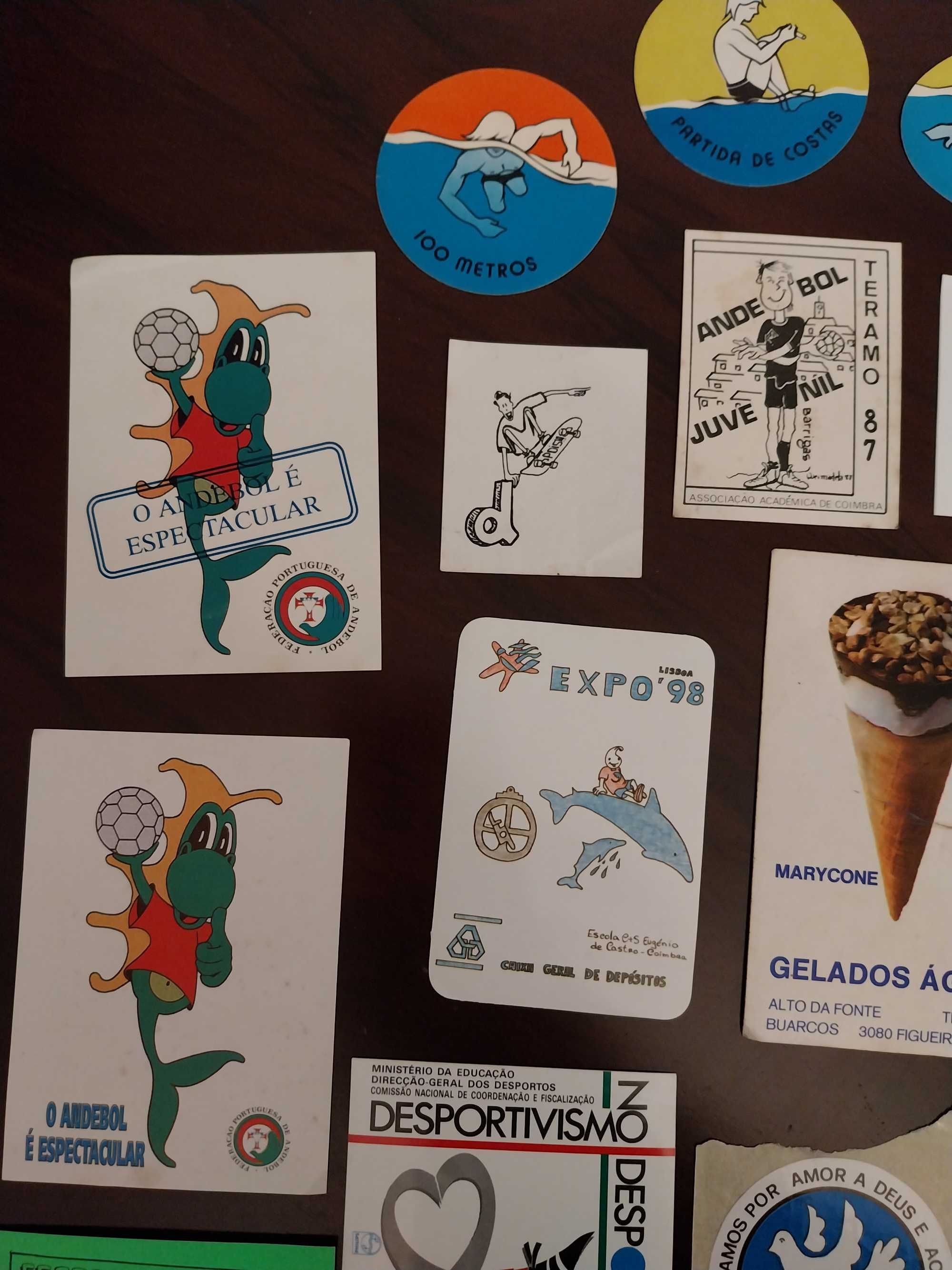 Lote 23 autocolantes variados - desporto, alimentação, expo 98 vintage