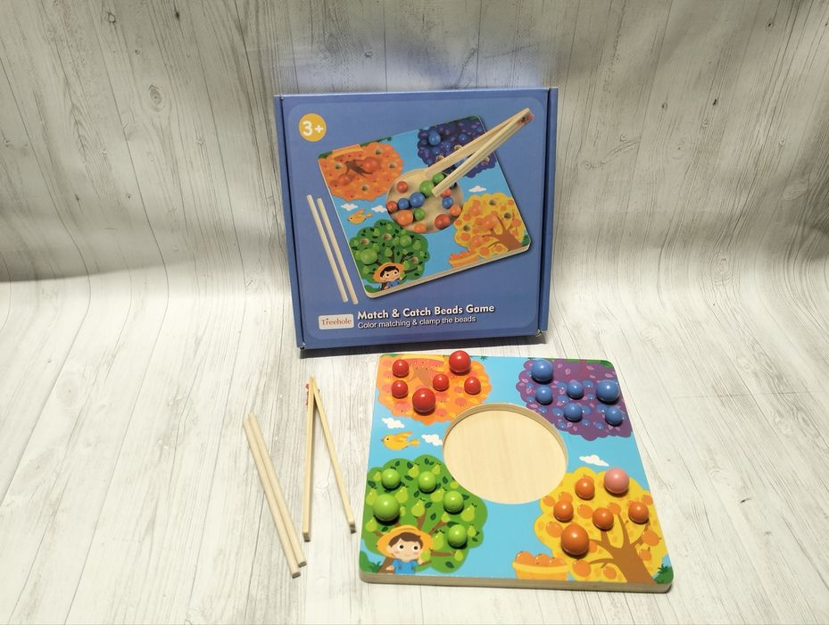 Деревянная игра Limo Toy сортер Монтессори с пинцетом Времена года