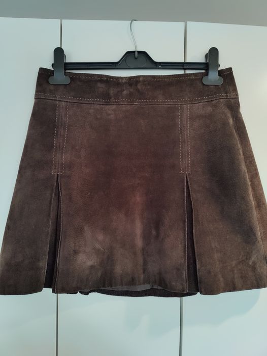 Skórzana zamszowa spódnica mini Camaieu I rozm. 36