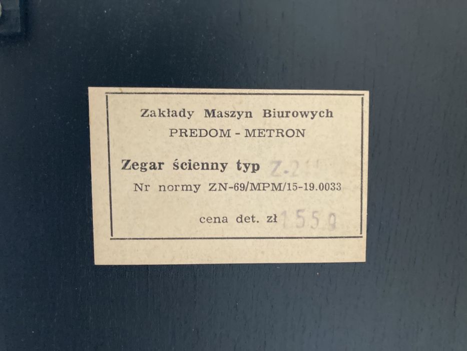 Działający stary zegar nakręcany predom metron prl antyk