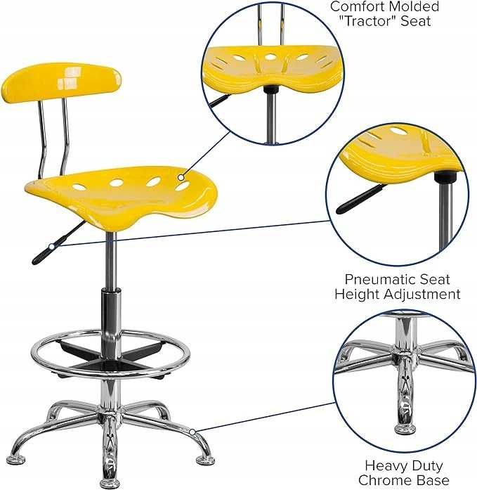Obrotowy stołek kreślarski Flash Furniture 50,8 x 43,8 x 104,1 cm