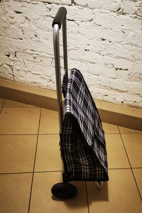 Wózek na zakupy w szkocką kratkę