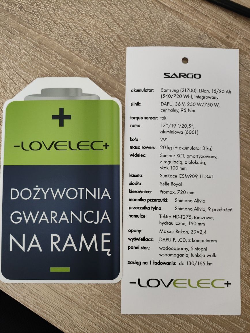 Rower elektryczny lovelec sargo Black  rama 19