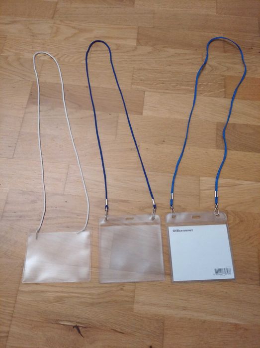 Plakietki 3 szt etui holder identyfikator przepustki smycz na sznurku