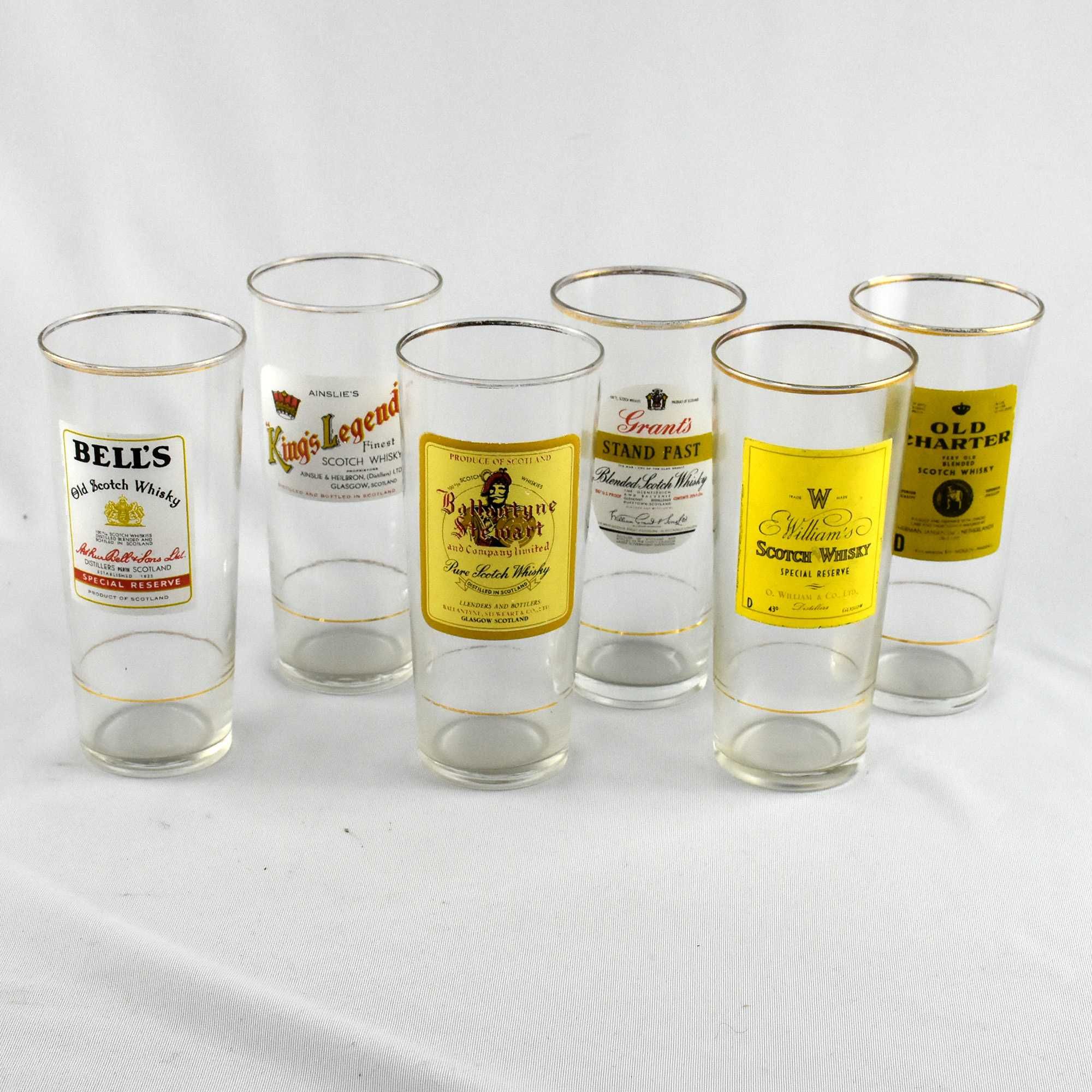 Conjunto de 6 copos de Vidro com publicidade a whisky