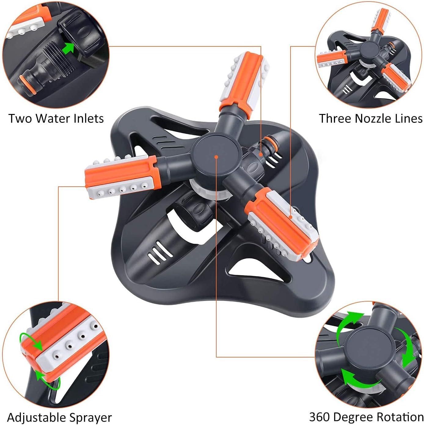 Zraszacz do Trawy Ogrodowy 3D 3-ramienny Automatyczny Obracany System