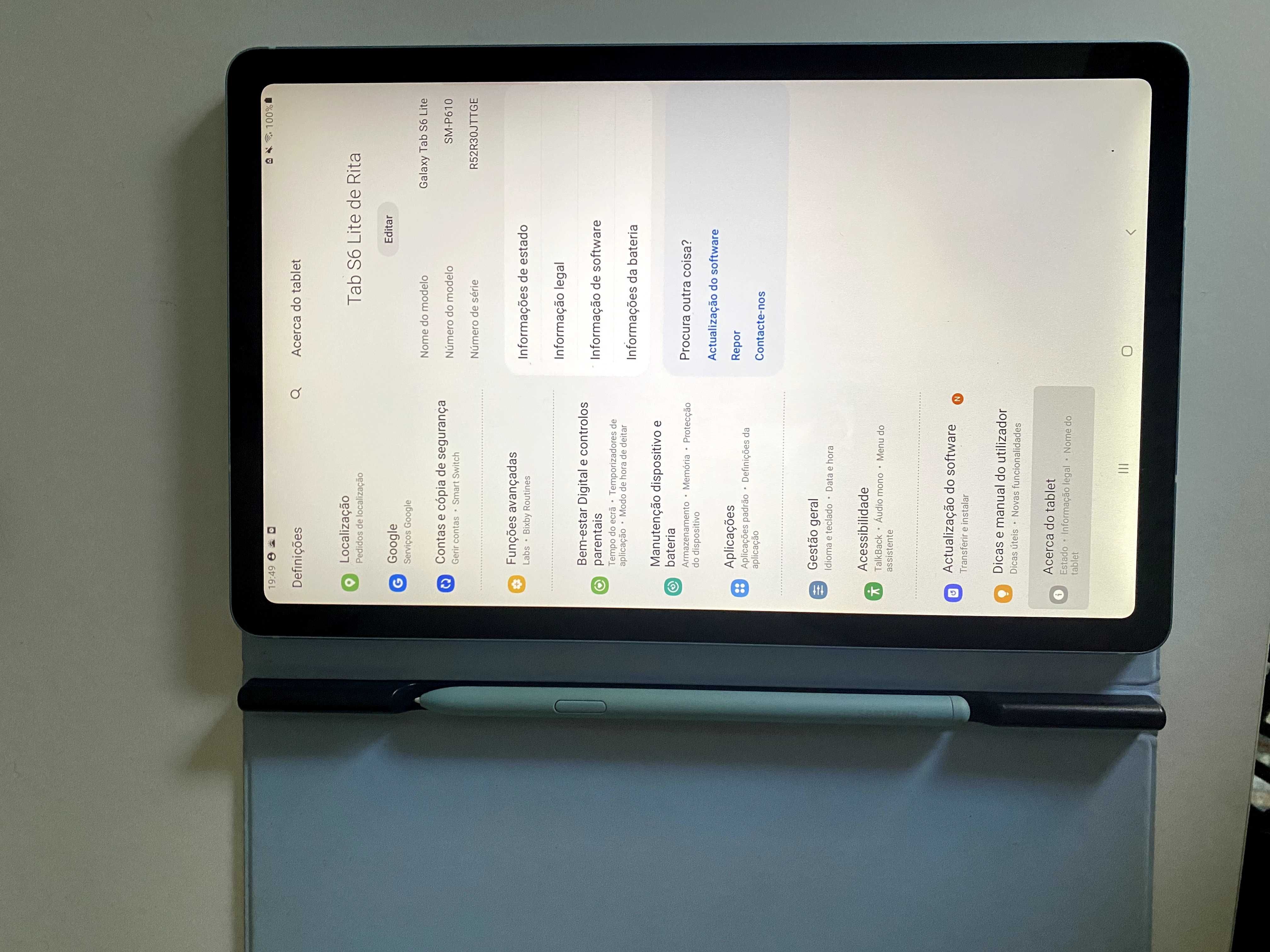 Tablet Samsung S6 lite, 128gb, azul bebé com S Pen e capa magnética