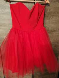 Sukienka czerwona tiulowa L