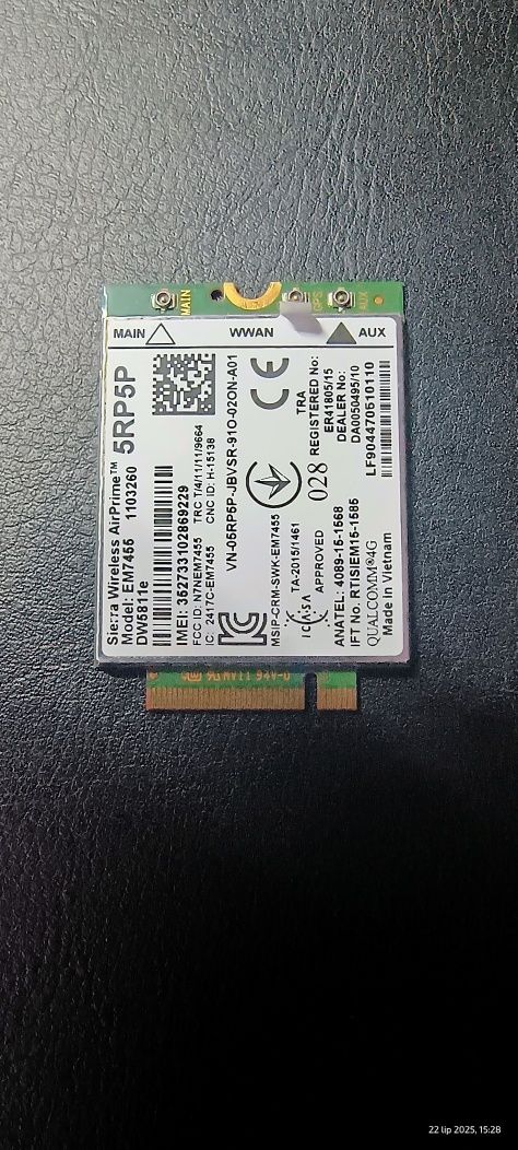 Modem LTE DW5811e Dell latitude 5490