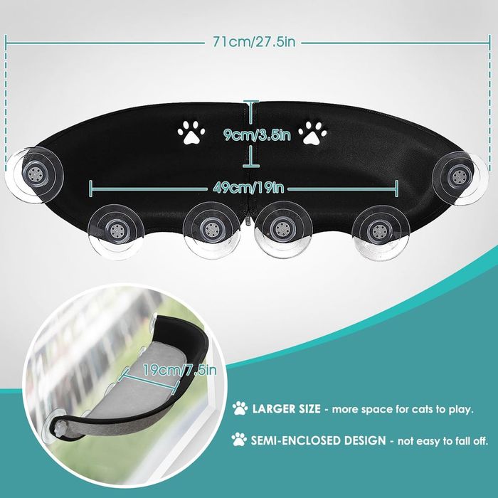 Legowisko dla kota na okno z 6 przyssawkami 782