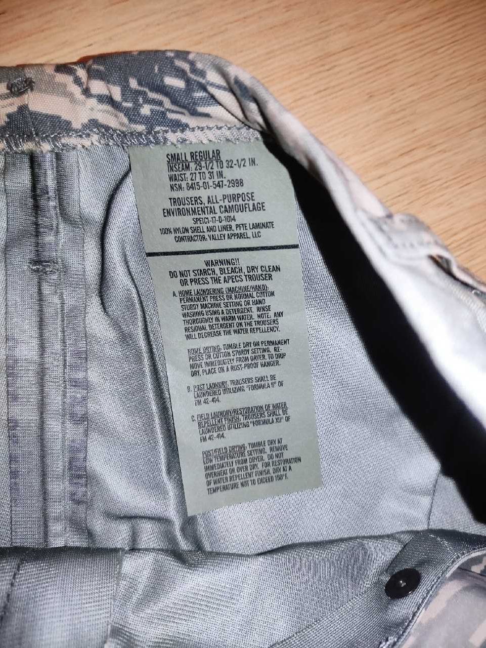 Spodnie GORE-TEX US Air Force Digital Tiger Stripe - Small Regular SR