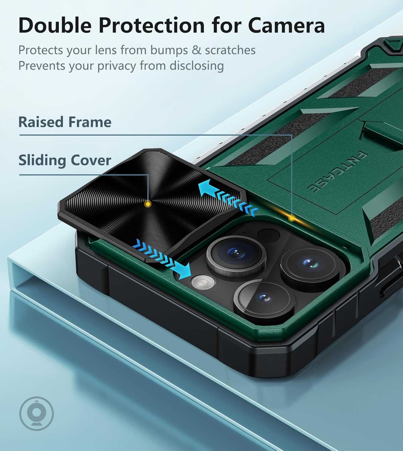 FNTCASE etui do IPHONE 13 PRO 14 PRO osłona aparatu pancerne +  szkło