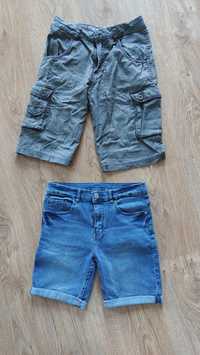 Spodenki krótkie, bojówki lniane i jeansowe r. 152 ZESTAW