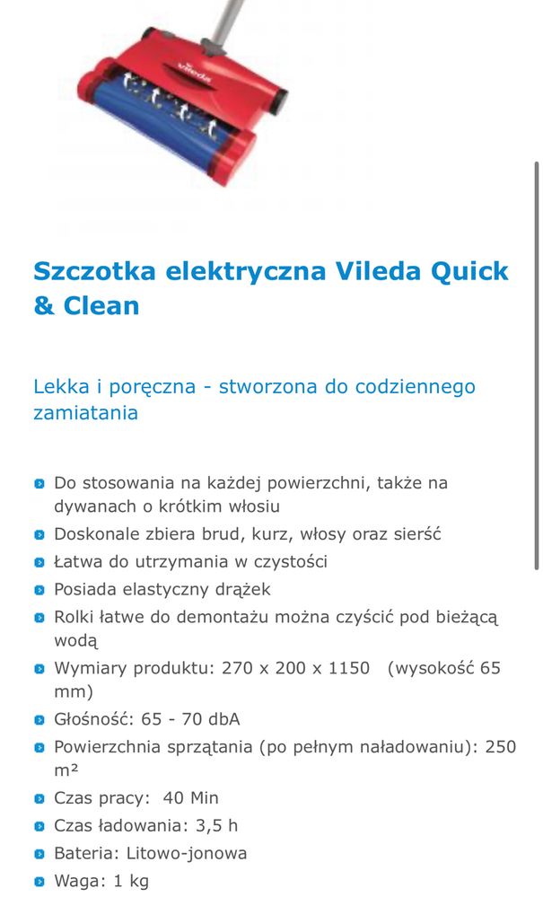 Szczotka elektryczna odkurzacz Vileda