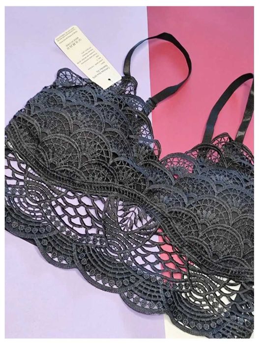 Кружевной топ черный