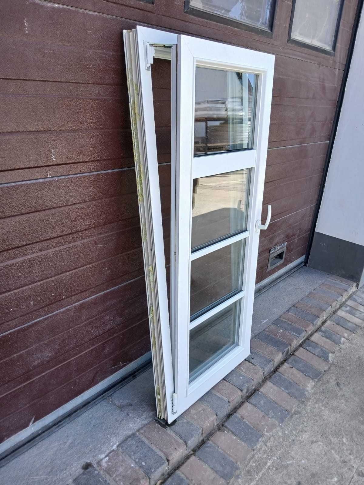 Okno jednoskrzydłowe pcv ze szprosem 67x155 plastikowe wąskie DOWÓZ