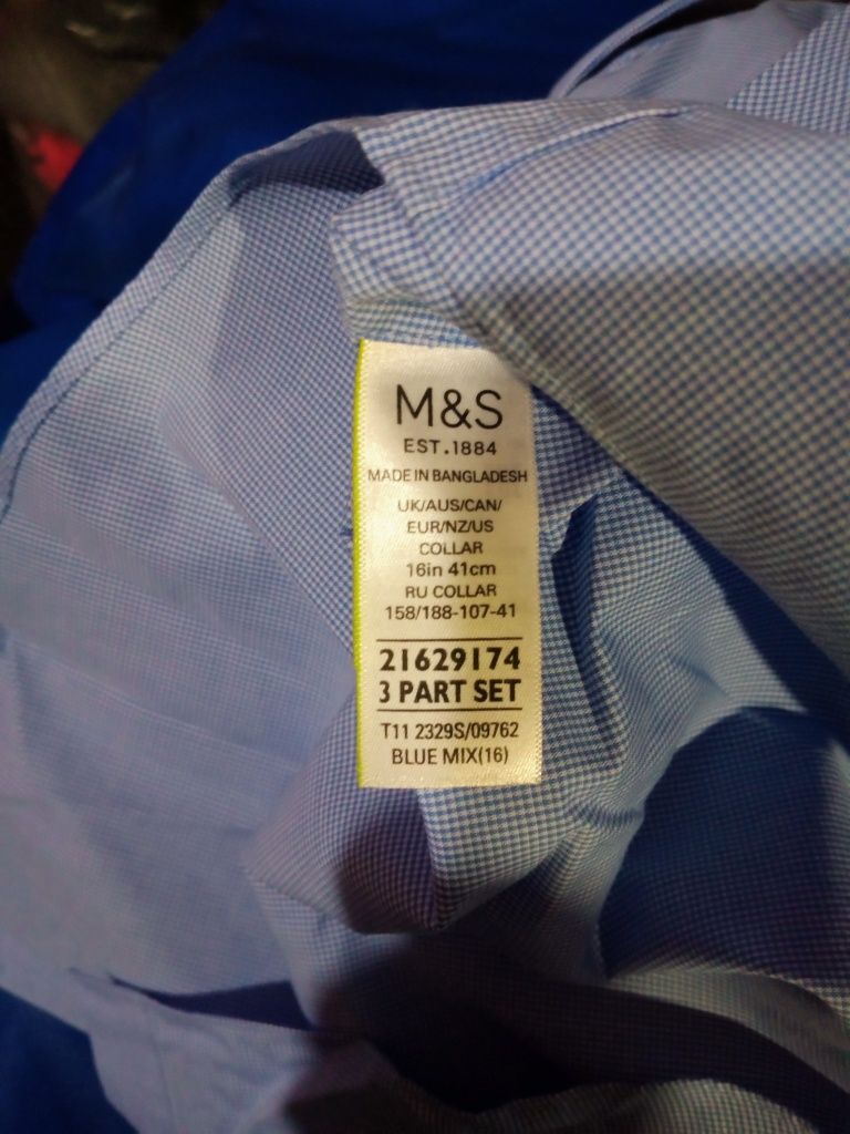 3 новые Мужские рубашки M&S (Marks &Spenser)41 ворот