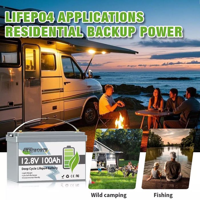 Аккумулятор LiFePO4 12 В 100 А·ч 1280 Вт·ч, литиевый аккумулятор 100 А