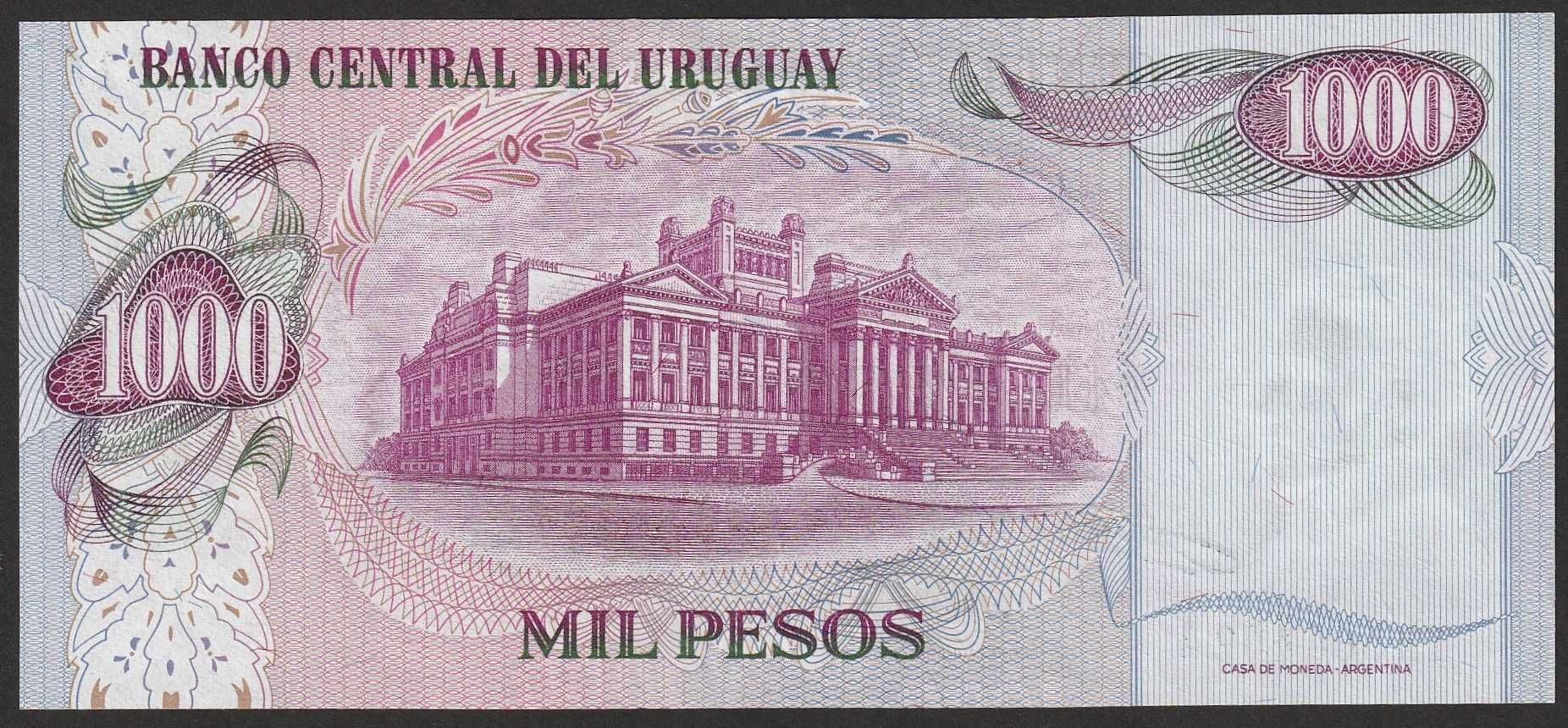 Urugwaj 1000 pesos 1974 - José Gervasio Artigas - stan UNC
