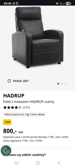 Rozkładany fotel z funkcją masażu