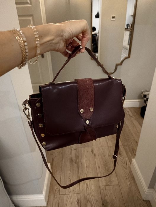 Bordowa torebka skóra naturalna