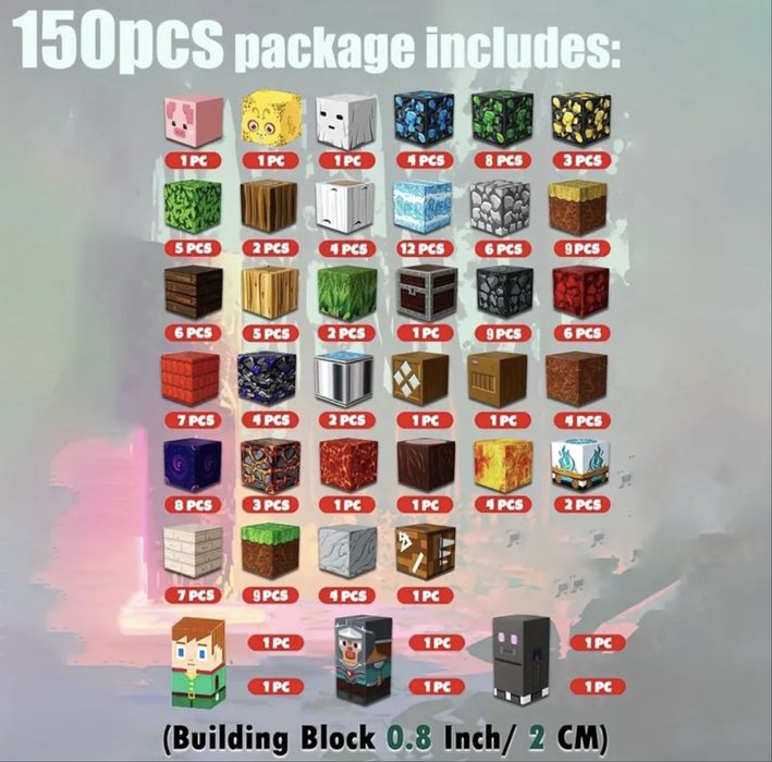 Магнитный конструктор Minecraft 150/300 деталей