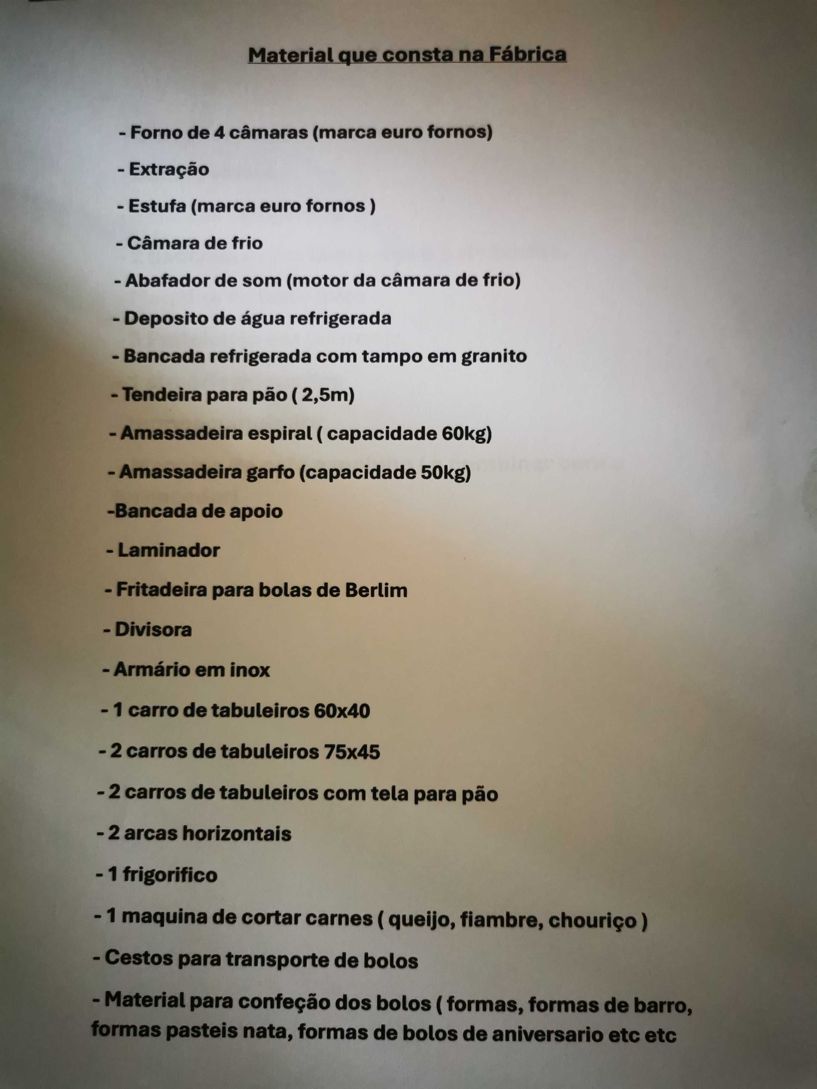 Padaria e pastelaria com fábrica