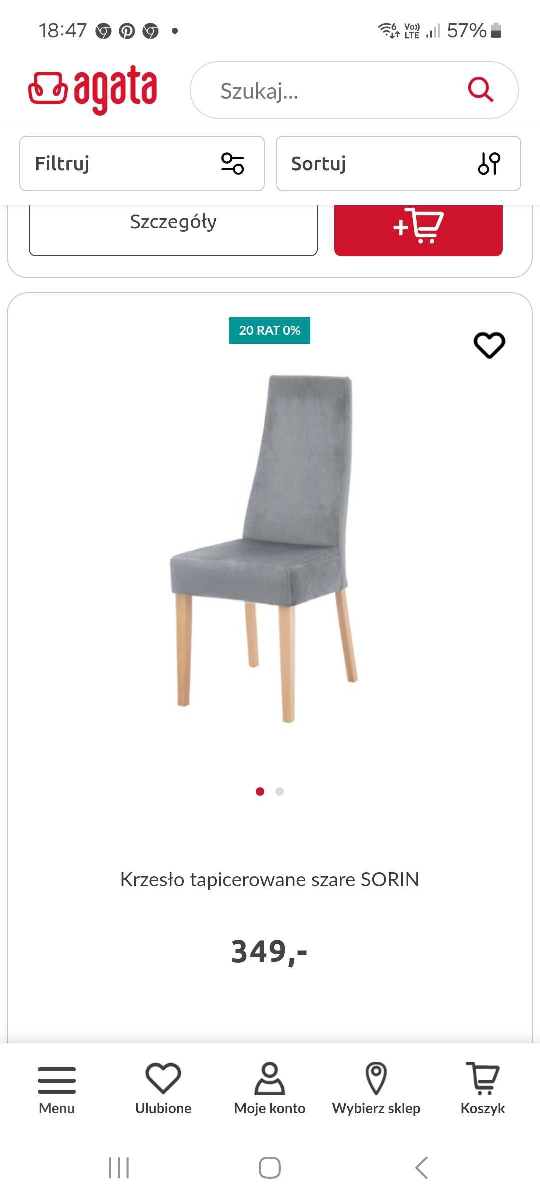 Krzesła tapicerowane Sorin 6 szt.