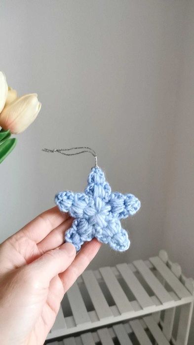 Płatek śniegu na szydełku, ozdoba świąteczna na choinkę handmade