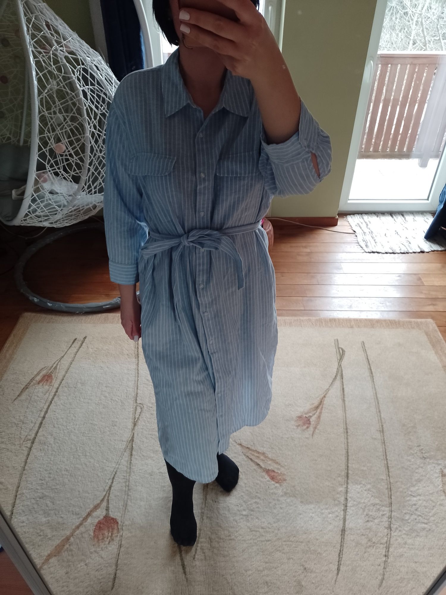Sukienka letnia lato midi len H&M