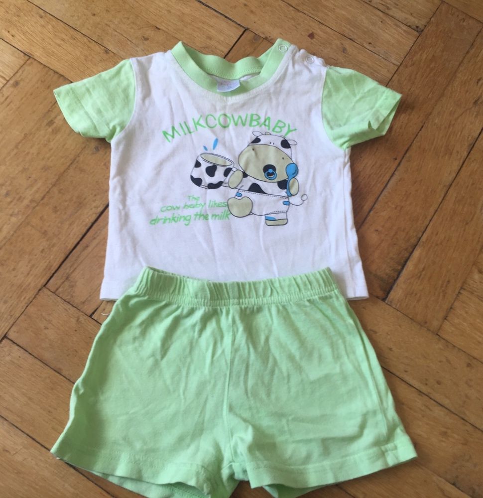 Bawelniany komplet t-shirt szorty spodenki 68 piżamka