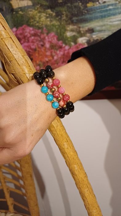 Pulseira Pedras 8mm Obsidiana Gold - Pulseiras Me4You