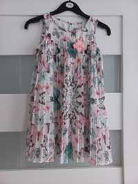 R. 104 Sukienka plisowana dziewczęca w motyle H&M