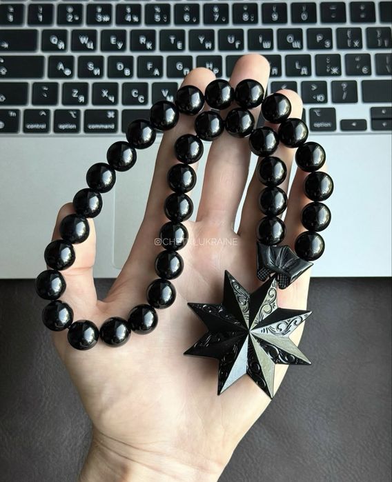 Черные четки роза ветров четки со звездой в машину на зеркало смола