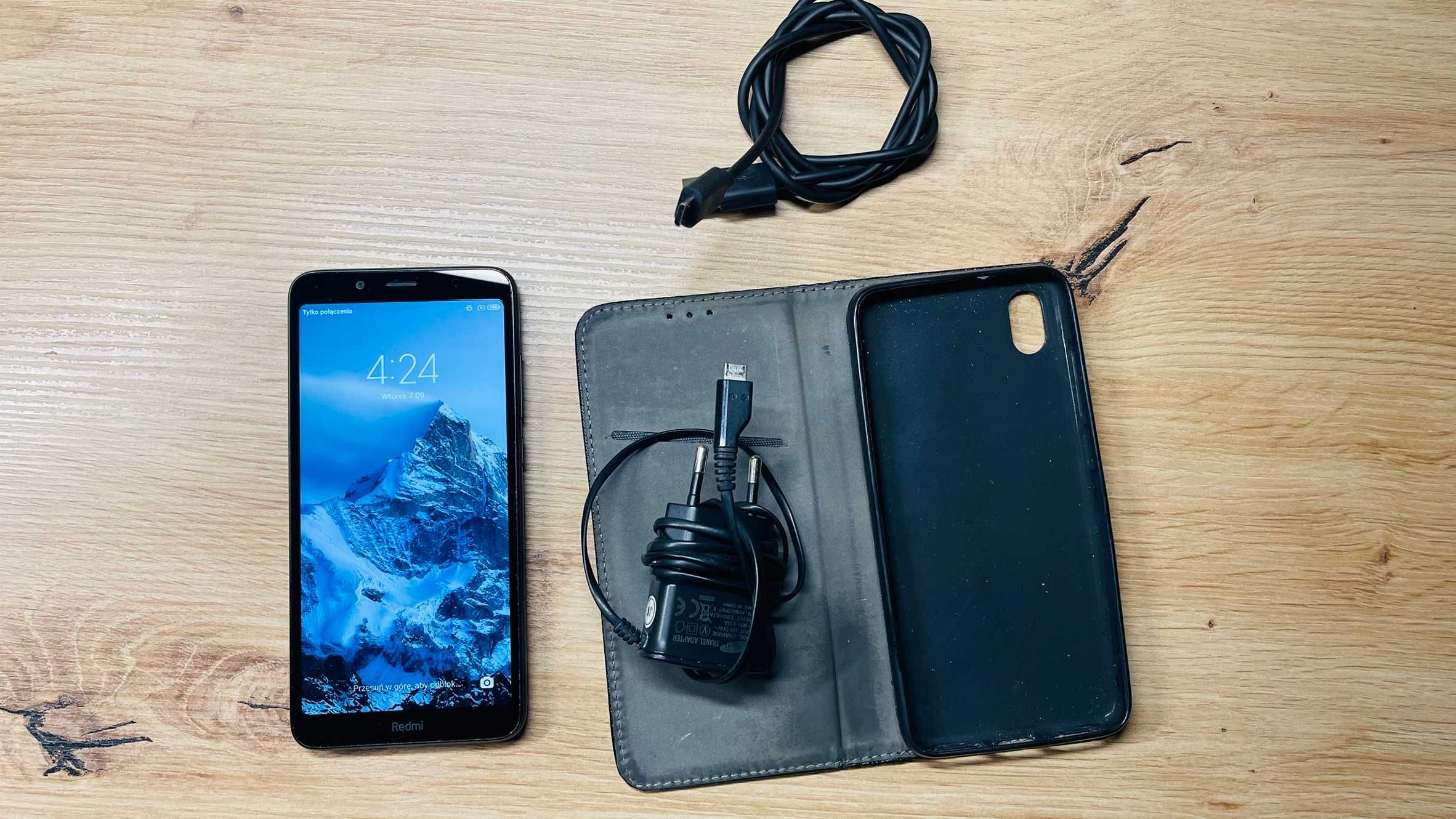 XIAOMI Redmi 7A 2/32 Black, Dual Sim, Etui zamykane 2xładowarka
