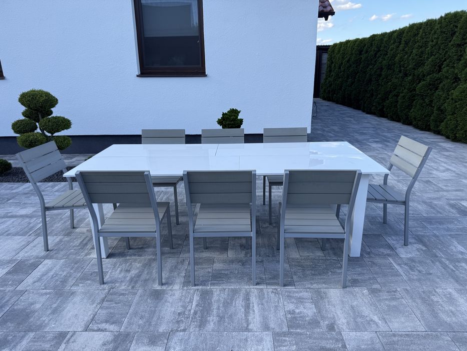 Meble ogrodowe bialo szare