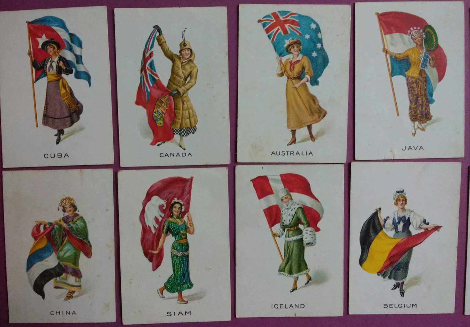 cartas antigas Cigarettes Albert alusivas a países, bandeiras e trajes