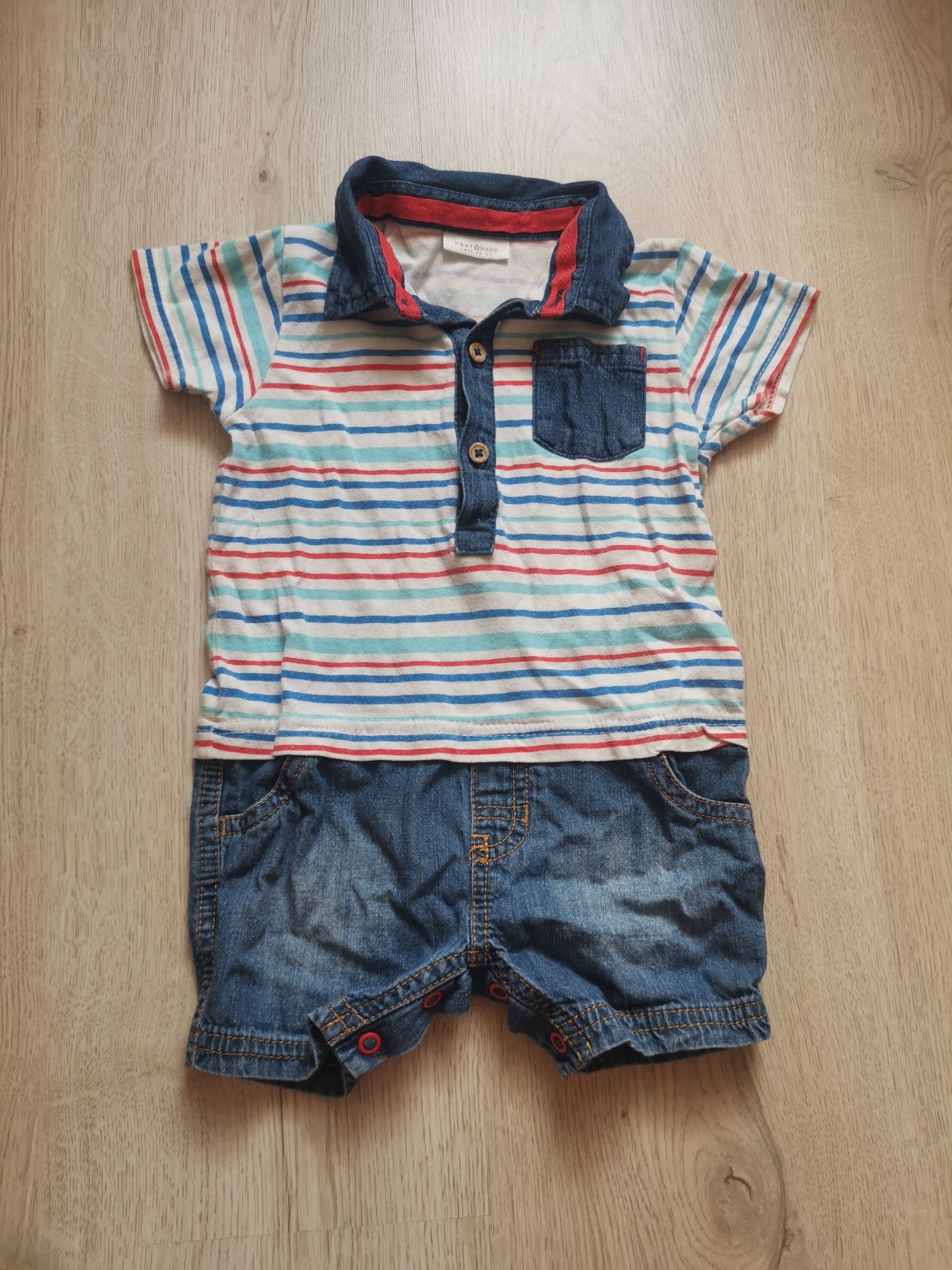 Rampers polo i jeans 6-9 Msc 68-74 cm bawełna next baby dla chłopca