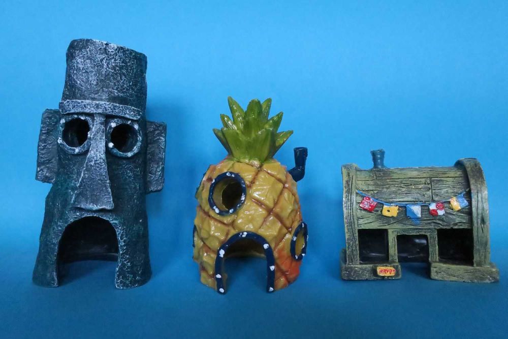 Zestaw 3 szt domek Spongeboba ananas Spongebob domek Skalmara