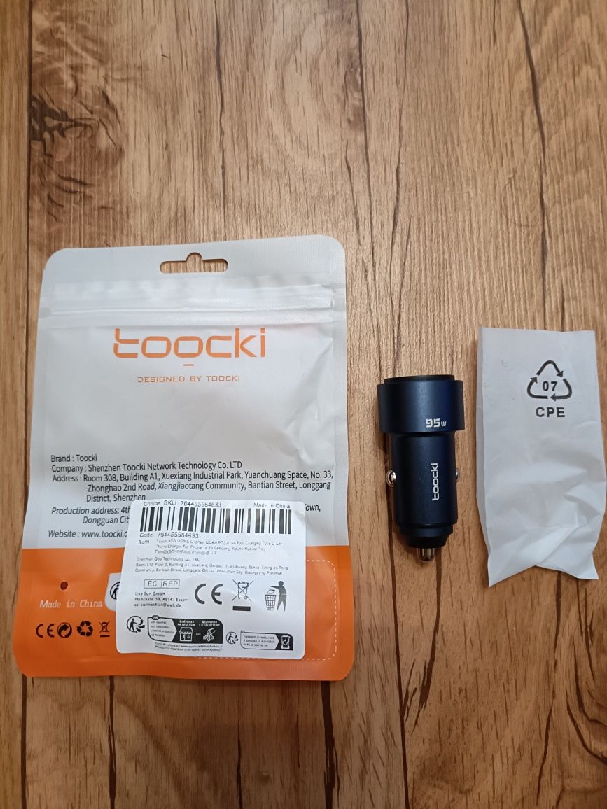 95W!! Авто - зарядний пристрій Швидкий Toocki 95W QC4.0+PD3.0 USB, Ty