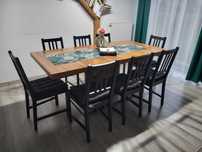 Stół z krzesłami do salonu 8 krzeseł stół 180x90 plus rozkładany 50 cm