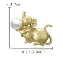 подарок золотистая крыса мышь жемчуг металл брошь брошка