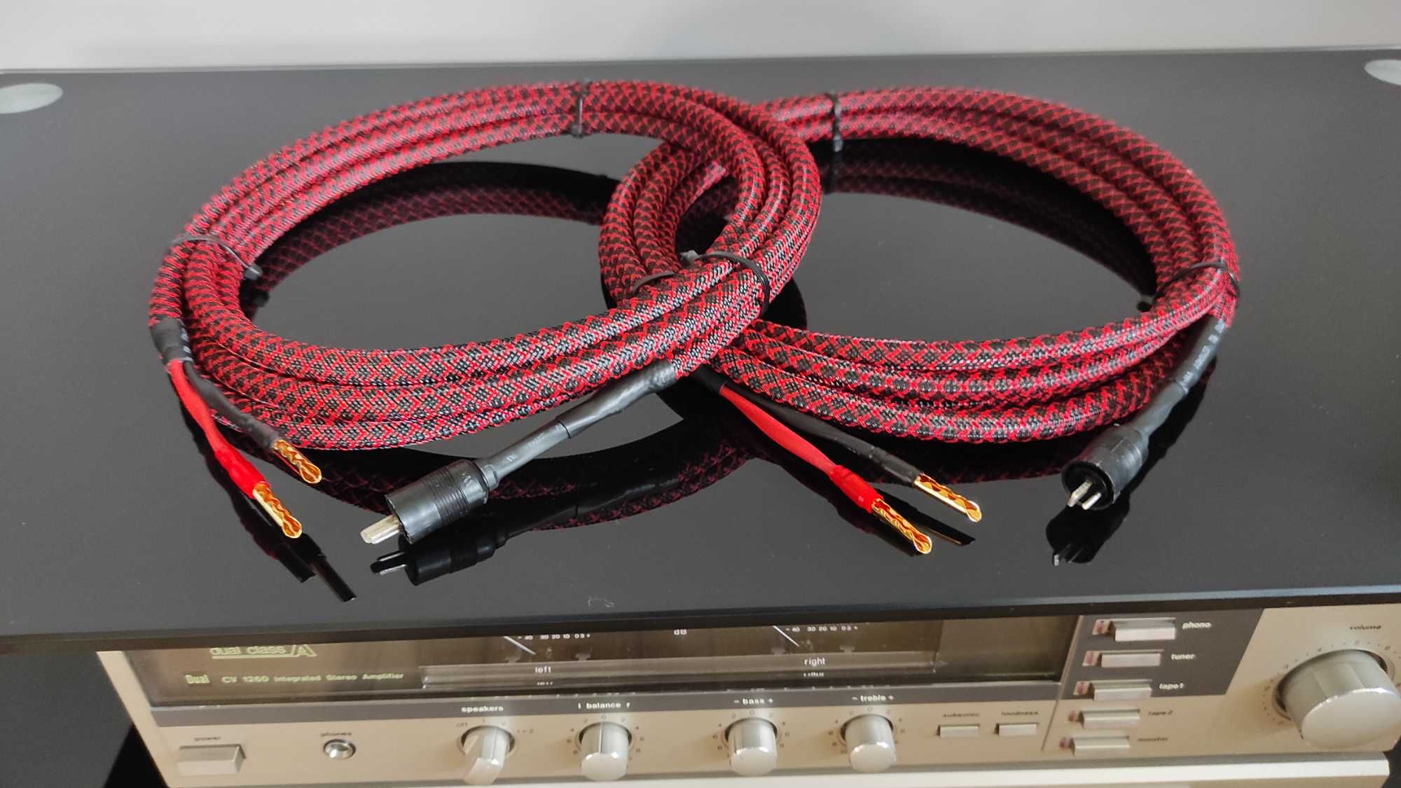 Kable głośnikowe audiofilskie Canare DIY wtyki din2-banan 2x3m oplot