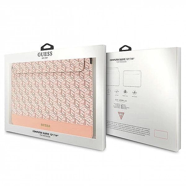 Pokrowiec Guess GCube Stripes na laptopa 14" - różowy