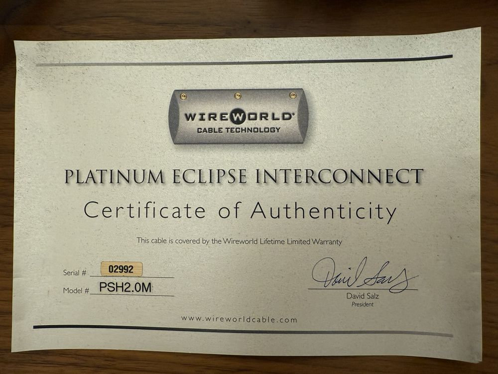 Interkonekt analogowy RCA WireWorld Platinum Eclipse 2.0 m