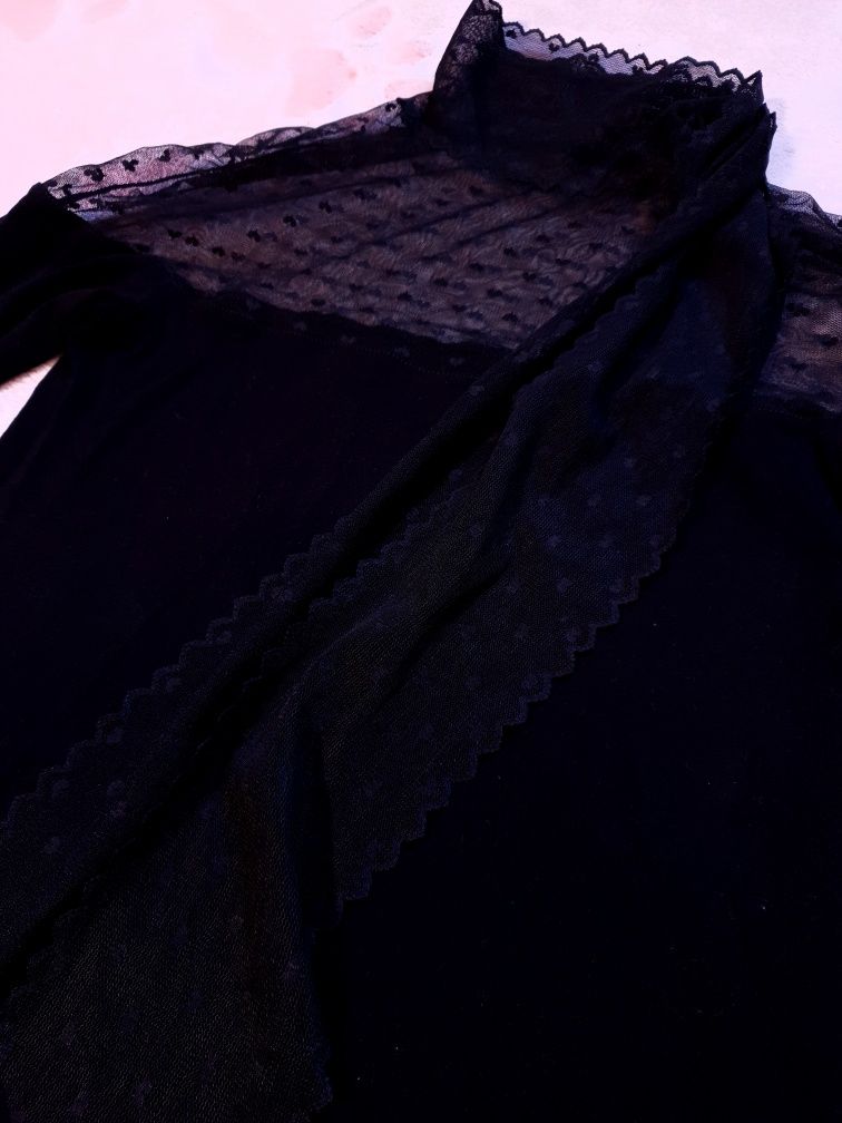 Czarna bluzka mesh goth Y2K koronka