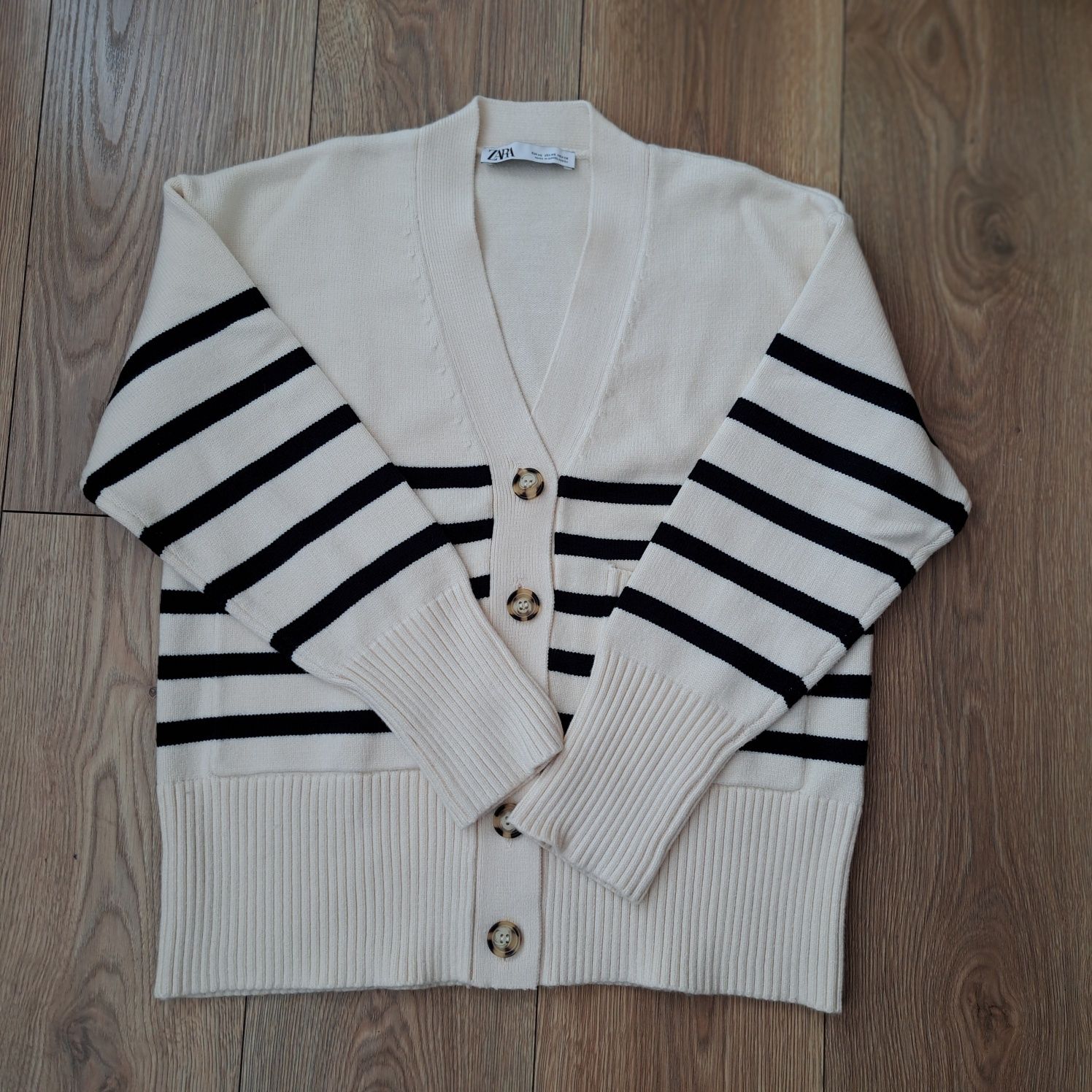 Sweter kardigan w paski Zara XS