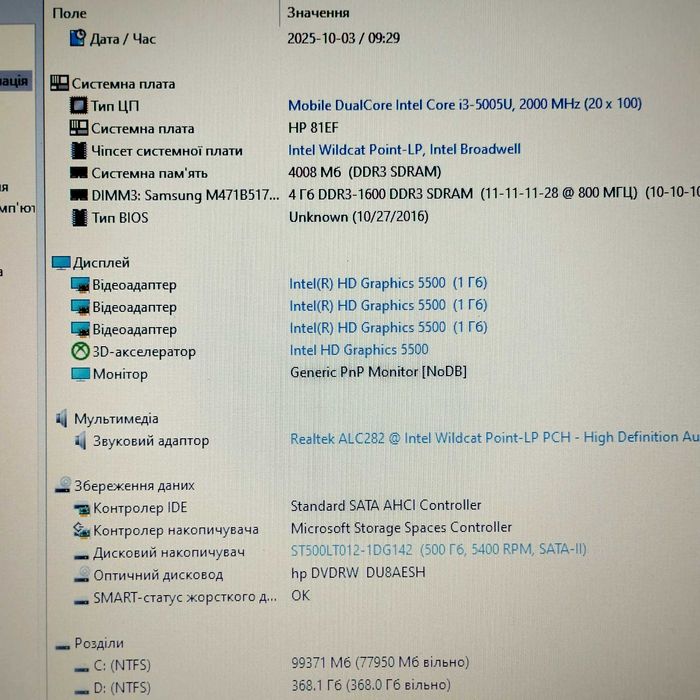 Бюджетный ноутбук HP 250 G5 | Core i | 4/500 гб | отличное состояние