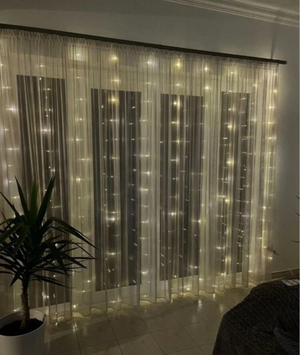 Nowa kurtyna girlanda swietlna lampki cieple swiatlo led